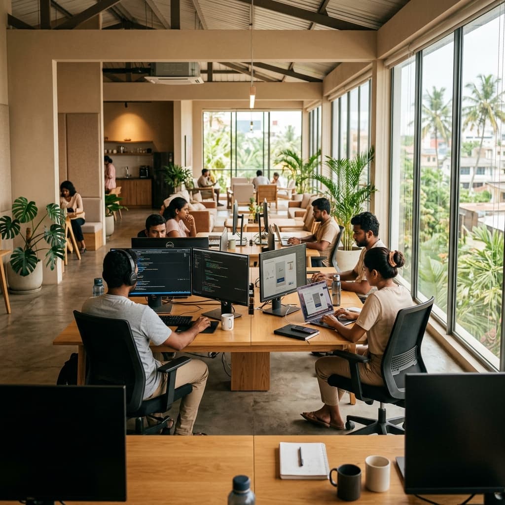 Tech professionals at work